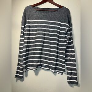 J. Crew Black and White Striped Cotton Top